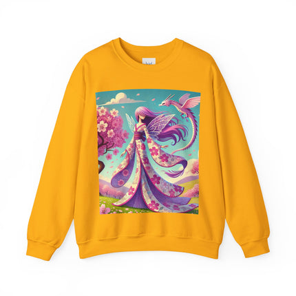 Petals in the Wind: The Kimono Fairy and the Sky Dragon Heavy Blend™ Crewneck Sweatshirt