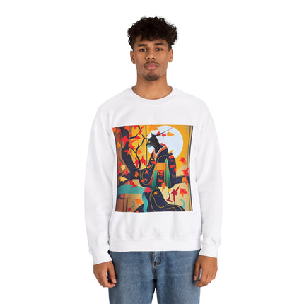 Black Cat in Kimono Unisex Heavy Blend™ Crewneck Sweatshirt
