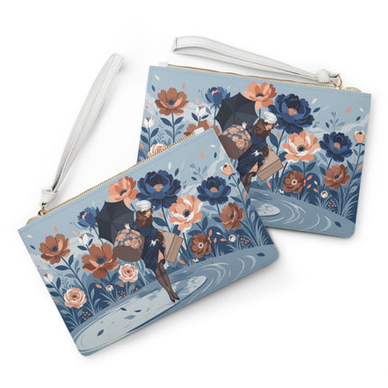 ☂️🌺 The Lady Of The Traveling Garden Clutch Bag – Art Deco Floral Adventure