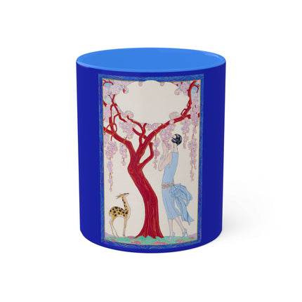 Woman, Fawn, and Red Tree by George Barbier Colorful Mugs, 11oz