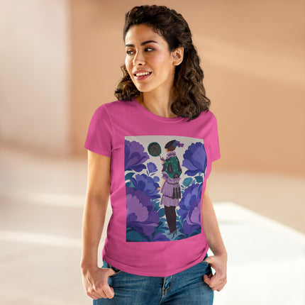 💜🌸 The Violet Garden Promenade Cotton Tee – Art Deco Floral Fashion