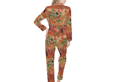Japanese Fan Flower Pattern by G.A. Audsley Women's Satin Pajamas (AOP)