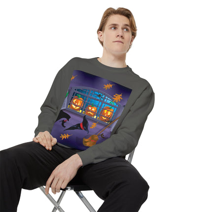 Whimsical Halloween Mischief Unisex Garment-Dyed Sweatshirt