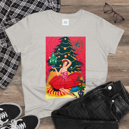 Art Deco Christmas Enchantment Women's Midweight Cotton Tee