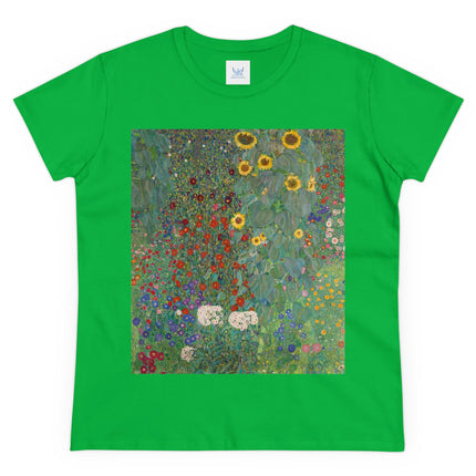 Farm Garden with Sunflowers by Gustav Klimt Women's Midweight Cotton Tee