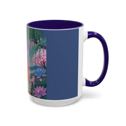 The Lady Of The Cherry Blossoms Colorful Mugs – Art Deco Spring Elegance