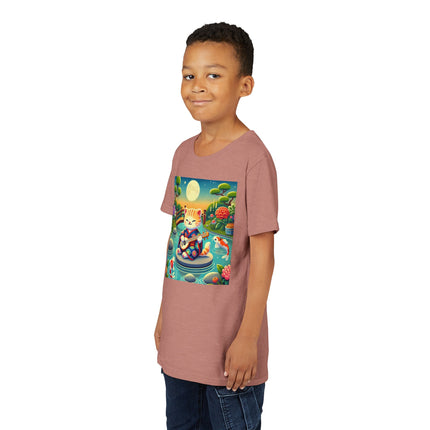Melodic Kitten by the Koi Pond Youth Short Sleeve Tee