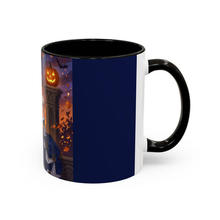 🎃💙 The Pumpkin Lantern Courtship Colorful Mug – Romantic Halloween Elegance