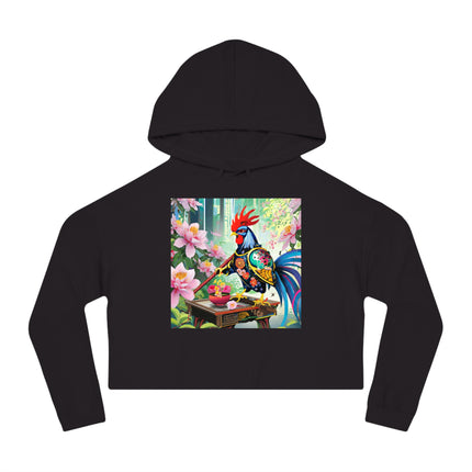 Cyberpunk Rooster Cropped Hooded Sweatshirt