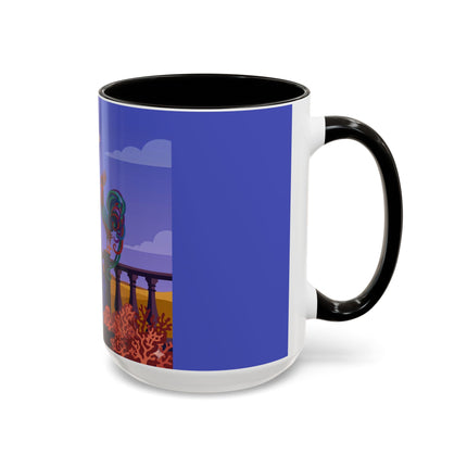 The Dawn Serenade Colorful Mug (11oz, 15oz) – Rooster Beauty, Morning Charm & Art Deco Elegance