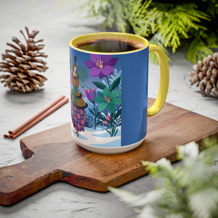 🌹❄️ The Holly Rose Of Winter Colorful Mug – Art Deco Christmas Garden