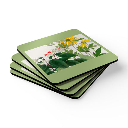 Clerodendrum & Rudbeckia by Tanigami Kônan Corkwood Coaster Set