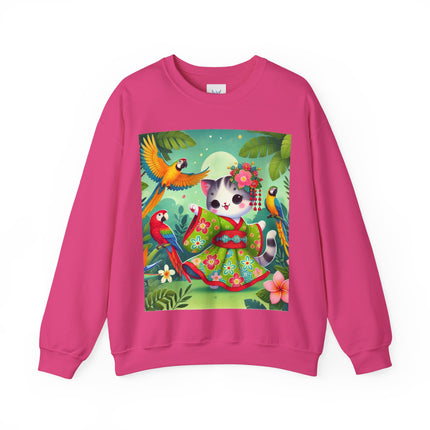 Parrot Dance of the Geisha Kitten Heavy Blend™ Crewneck Sweatshirt