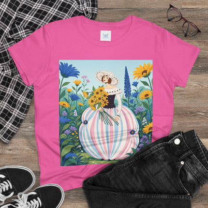 🌻🎀 The Sunflower Garden Bouquet Cotton Tee – Art Deco Floral Elegance