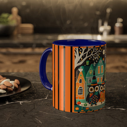 Night of the Trick-or-Treating Owlets Colorful Mugs, 11oz