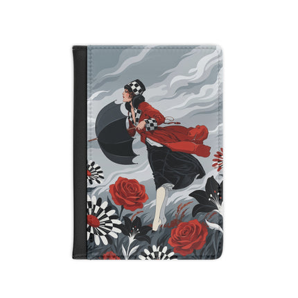 🌹☂️ The Lady In The Storm Passport Cover – Art Deco Floral Drama