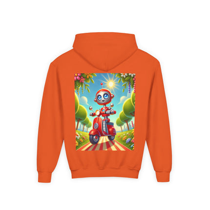 The Traveling Robot Youth Hooded Sweatshirt – Adventure, Curiosity & Playful Discovery