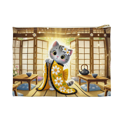 Playful Kitten in the Tea Room Accessory Pouch – Curious Charm & Cozy Whimsy