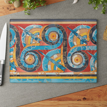 Reproduction of S-Spiral Frieze by Emile Gilliéron Glass Cutting Board