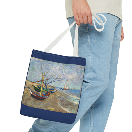 Fishing Boats on the Beach at Saintes-Maries by Vincent Van Gogh Tote Bag (AOP)