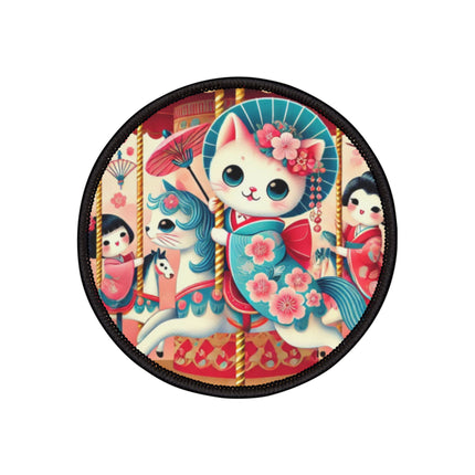 Geisha Kitten's Enchanted Carousel Ride Iron-On Patches