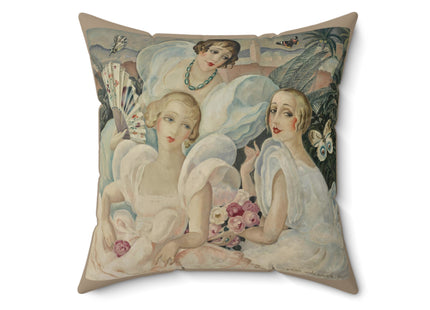 Les Femmes Fatales by Gerda Wegener Spun Polyester Square Pillow