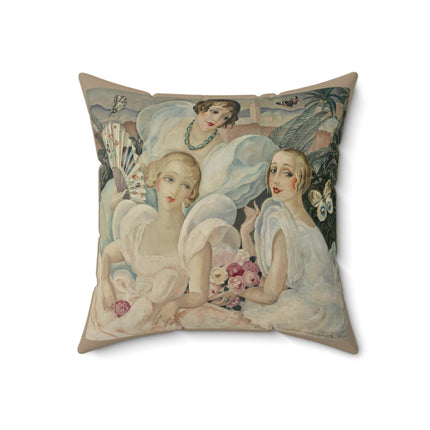 Les Femmes Fatales by Gerda Wegener Spun Polyester Square Pillow