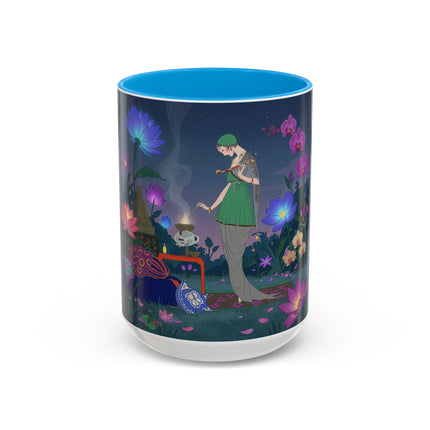 Moonlit Incense Ceremony Colorful Mugs – Art Deco Meditation Garden