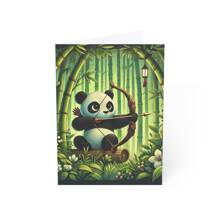 🐼🏹 The Bamboo Forest Archer Greeting Card – Whimsical Animal Adventure