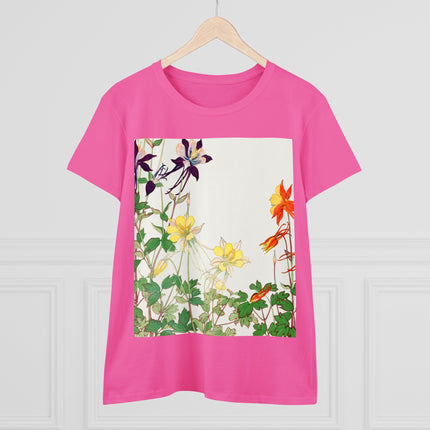 Aquilegia Flowers by Tanigami Kônan Women's Midweight Cotton Tee
