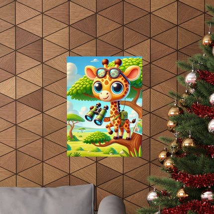 🦒🌿 Giraffe Lookout Matte Vertical Poster – Curiosity, Adventure & Joyful Discovery