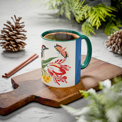 Woodpecker & Tulip Colorful Mugs – Vibrant Spring & Bold Beauty