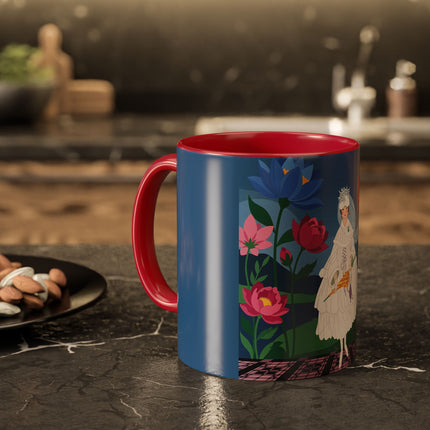 The Lady Of The Golden Parasol Colorful Mugs – Art Deco Botanical Elegance