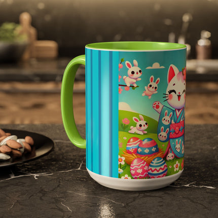 Springtime Kitten’s Easter Joy Colorful Mugs (11oz, 15oz)