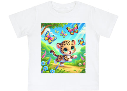 Butterfly Chase Leopard Cub Baby Short Sleeve T-Shirt