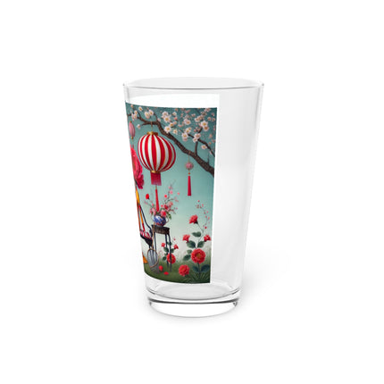 Reading In A Painted Garden Pint Glass, 16oz