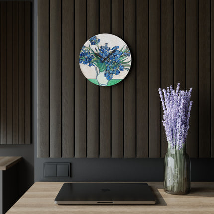 Irises by Vincent Van Gogh Acrylic Wall Clock, Round and Square