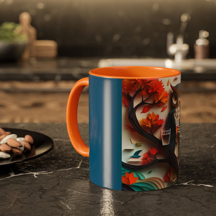 Owl at an Autumn Park Colorful Mugs (11oz, 15oz)