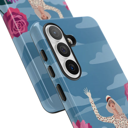 🌺👒 The Grand Flower Promenade Phone Case – Art Deco Fashion Illustration