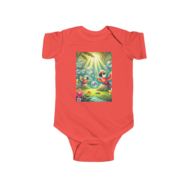 Parrots and Bubbles Baby Bodysuit – Whimsical Tropical Bird Design