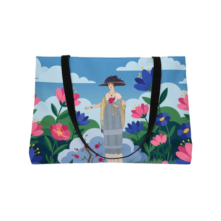 🌸🎩 The Lady Of The Grand Flower Garden Weekender Tote Bag – Art Deco Fashion Illustration