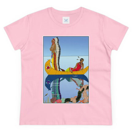 Le long du Missouri (Indian couple in a canoe on the Missouri River) by George Barbier Women's Midweight Cotton Tee