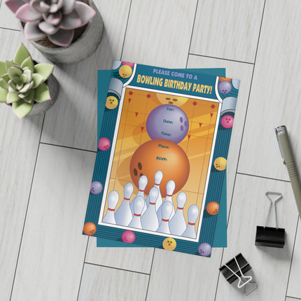 Strike Zone Bowling Party Invitation! Bundles of 10, 30, 50 Pieces Available (envelopes included)