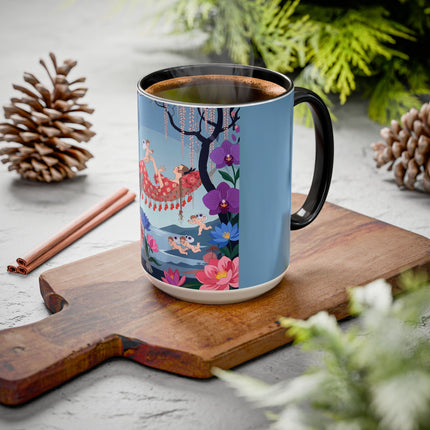 The Ladies Of The Enchanted Hammock Colorful Mugs – Art Deco Whimsical Garden Elegance