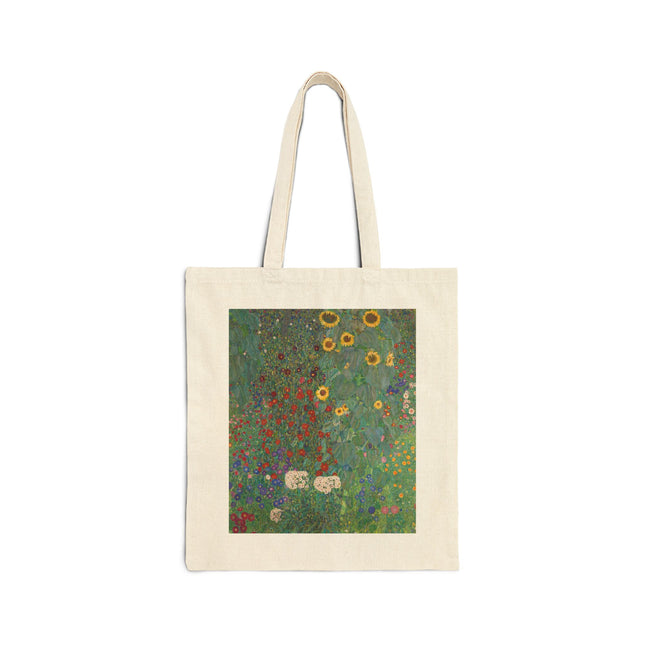 Farm Garden with Sunflowers by Gustav Klimt Cotton Canvas Tote Bag