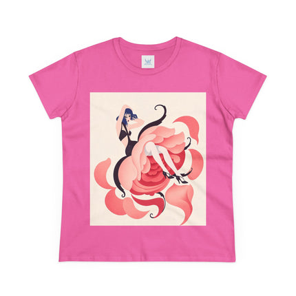 🌹🖤 The Lady Of The Blushing Rose Cotton Tee – Art Deco Fashion Illustration