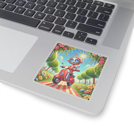 🤖🌿 The Traveling Robot Kiss-Cut Sticker – Adventure, Curiosity & Playful Discovery