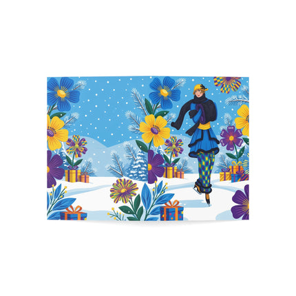 ⛸️🌸 The Lady Of The Winter Garden Greeting Card – Art Deco Holiday Whimsy