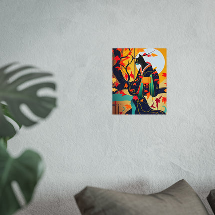Black Cat in Kimono Fine Art Posters