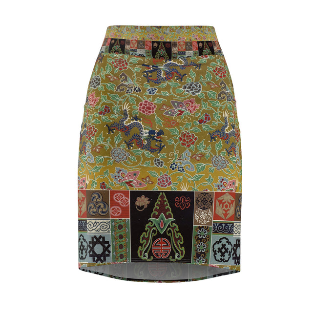 Chinois et Japonais 2 by Auguste Racinet Women's Pencil Skirt (AOP)